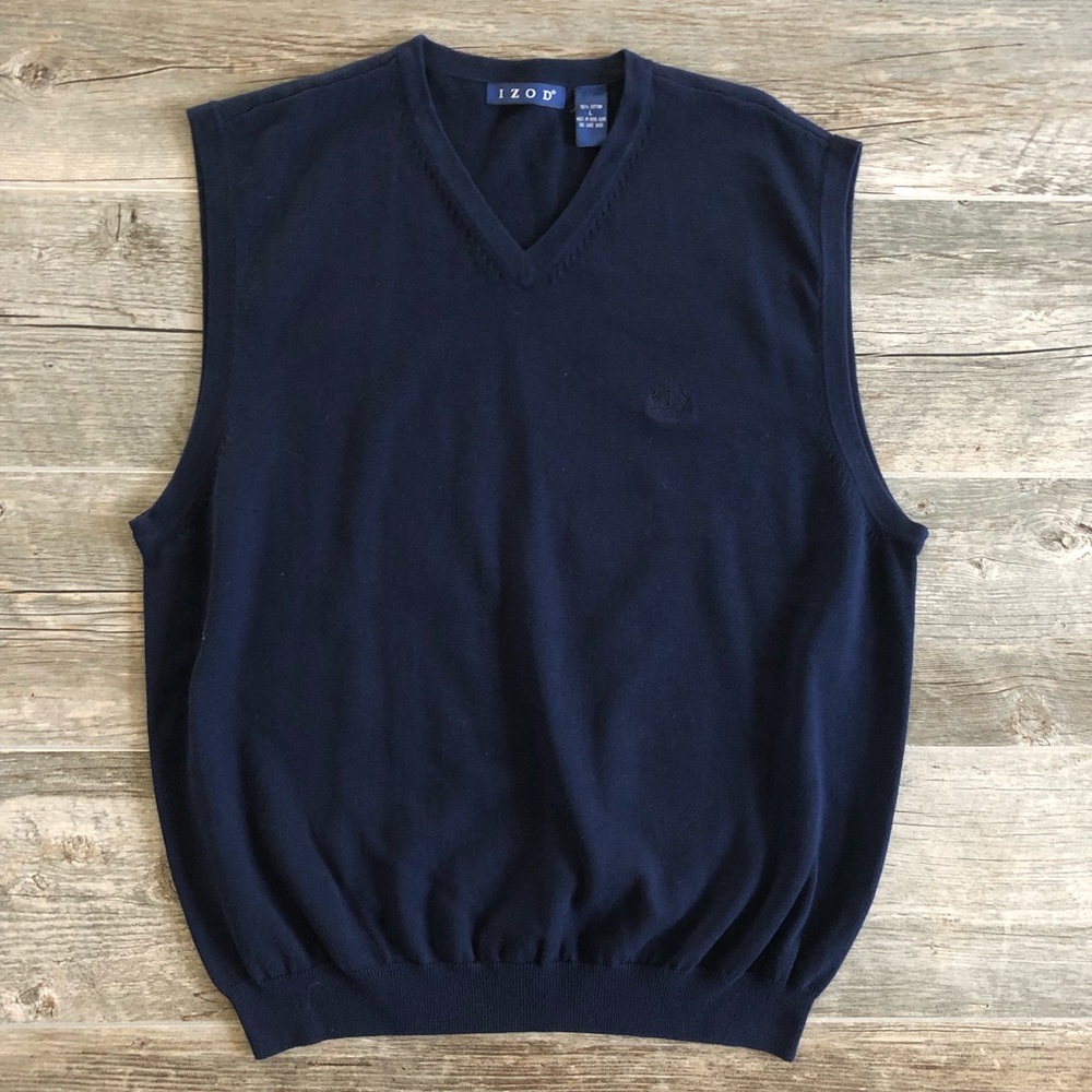 IZOD Navy Blue Pullover Golf Cotton Sweater Vest